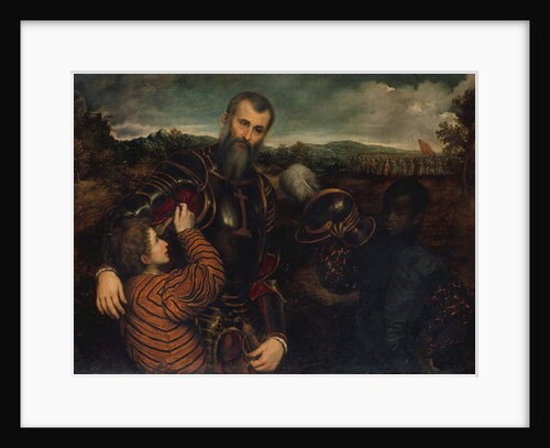 Portrait of a Man in Armor with Two Pages by Paris Bordone