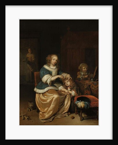 Interior with a Mother Combing her Child’s Hair, Known as ‘Maternal Care’, 1669 by Caspar Netscher