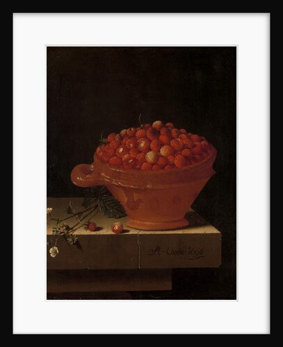 A Bowl of Strawberries on a Stone Plinth, 1696 by Adrian Coorte
