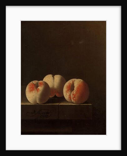 Three Peaches on a Stone Plinth, 1705 by Adrian Coorte