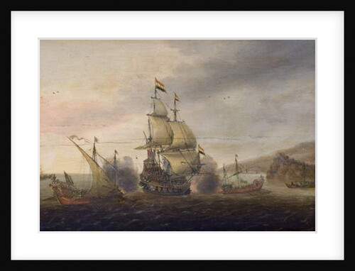 Naval Battle between Dutch Men-of-War and Spanish Galleys, c.1633-50 by Cornelius Bol