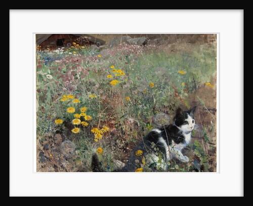 Cat on a flowery meadow, 1887 by Bruno Andreas Liljefors