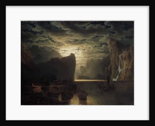 Norwegian Fjord in Moonlight, 1861 by Marcus Larson