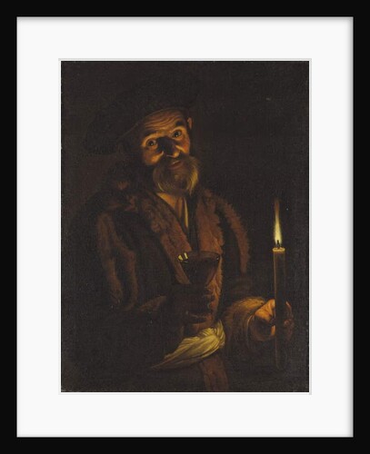 Old Man Holding a Candle and a Glass by Adam de Coster