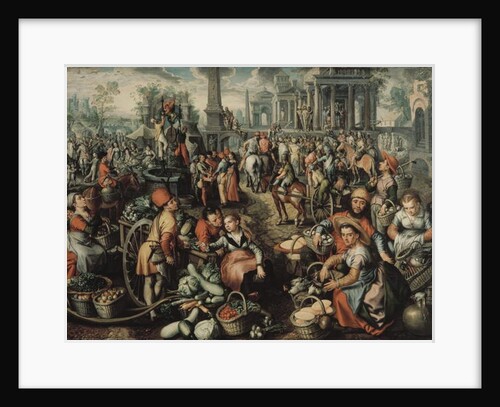Market Scene: Ecce Homo, the Flagellation and the Carrying of the Cross, 1561 by Joachim Beuckelaer or Bueckelaer