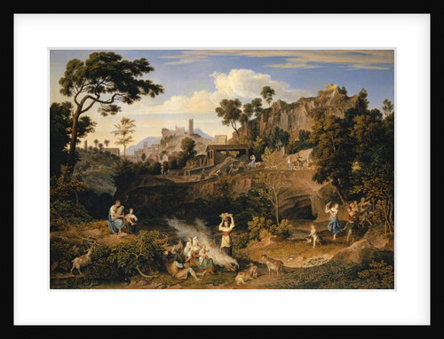 Landscape near Olevano with a Parade of Dancing Peasants, 1823-24 by Joseph Anton Koch