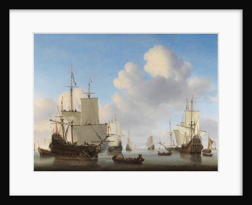 Dutch Ships in a Calm Sea, c. 1665 by Willem van de the Younger Velde
