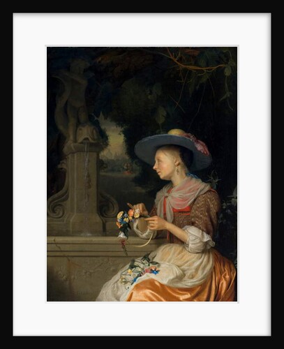 Woman Weaving a Crown of Flowers, c.1675-80 by Godfried Schalken or Schalcken