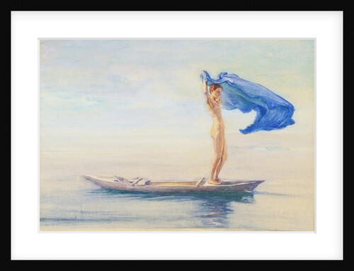 Girl in Bow of Canoe Spreading Out Her Loin-Cloth for a Sail, Samoa, c.1895-96 by John La Farge or Lafarge