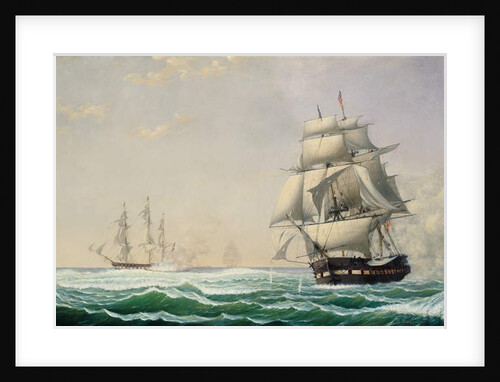 The United States Frigate 'President' Engaging the British Squadron in 1815, 1850 by Fitz Henry Lane
