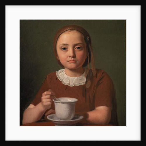 Portrait of a Little Girl, Elise Købke, with a Cup in front of her, 1850 by Constantin Hansen