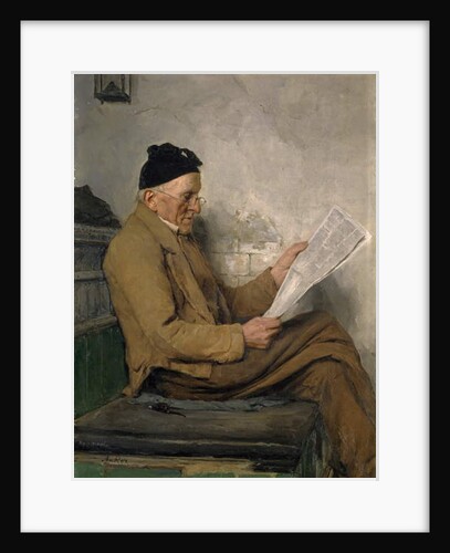 Farmer Reading on the Stove Bench by Albert Anker