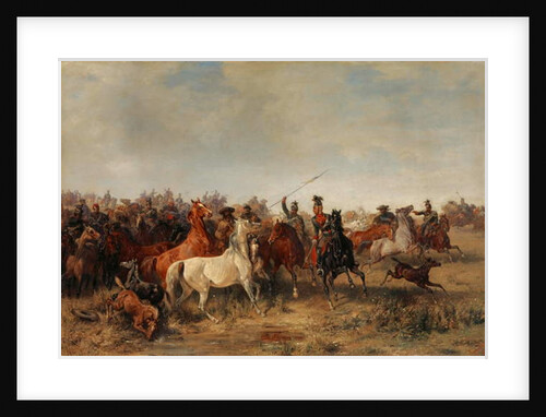 Uhlans steal horses from Honved-Hussars, 1863 by Franz Adam