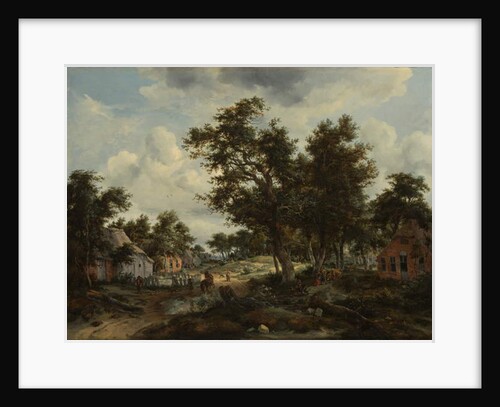 A Wooded Landscape with Travellers on a Path through a Hamlet, c.1665 by Meindert Hobbema