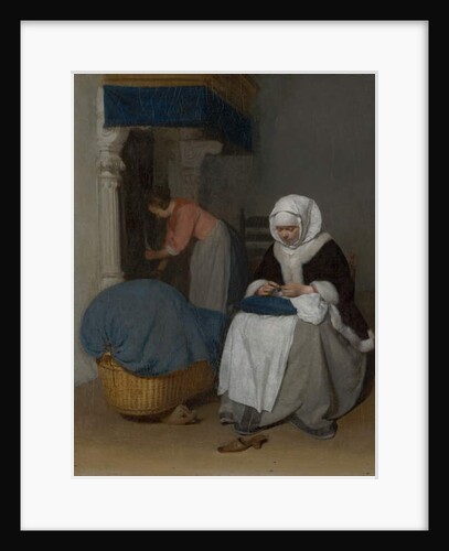 Woman Sewing beside a Cradle, c.1656 by Gerard ter Borch or Terborch