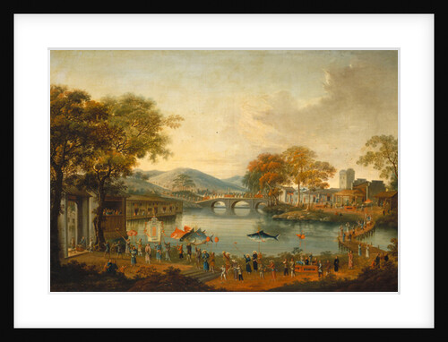 Procession by a lake by Qing Dynasty Chinese School