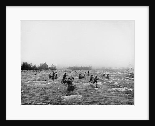 Indians fishing in the rapids, Sault Ste. Marie, Michigan, c.1900 by Detroit Publishing Co.
