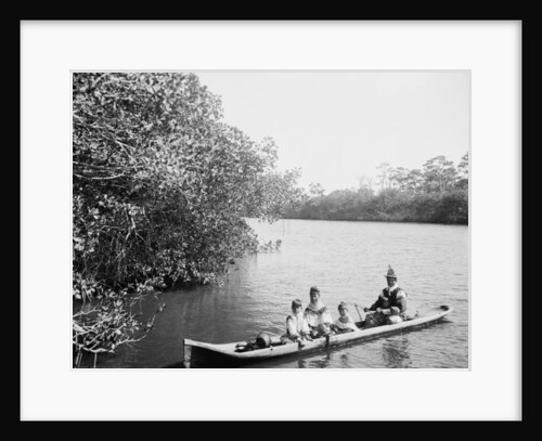 Seminole Indian and family dugout canoe, Miami, Florida, c.1910-20 by Detroit Publishing Co.