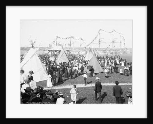 Saint Mary's Canal celebration, reviewing stand and Indian village, c.1905 by Detroit Publishing Co.