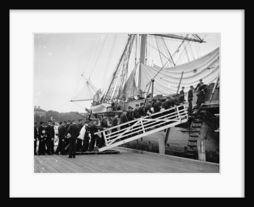 Cadets embarking on U.S.S. Constellation for summer cruise, U.S. Naval Academy, Annapolis, Maryland, c.1890-1901 by Detroit Publishing Co.