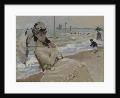 Camille on the Beach in Trouville, 1870 by Claude Monet