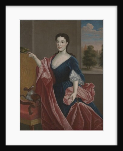 A Hudson Valley Lady with Dog and Parrot, c.1720-30 by American School