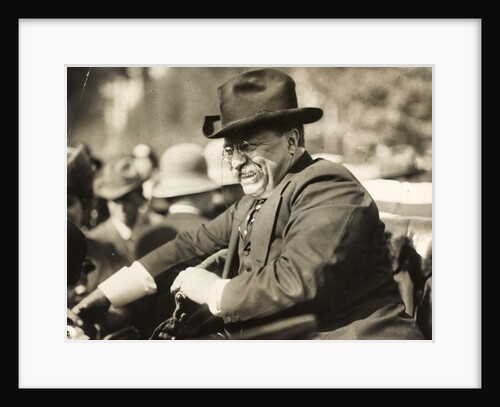 Theodore Roosevelt smiling from an automobile by Anonymous