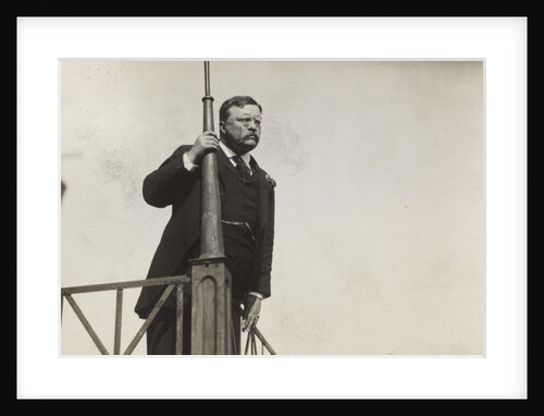 Theodore Roosevelt looking out from a balcony, 1911 by Unknown photographer