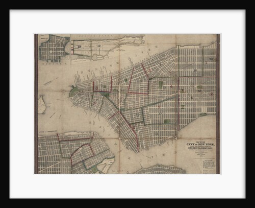 Map of the City of New York with the adjacent cities of Brooklyn & Jersey City, & the village of Williamsburg, 1852 by Anonymous