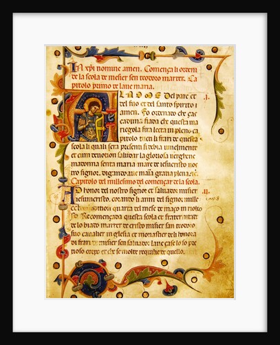 Historiated initial 'A' showing St. Theodore by Italian School