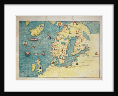 Northern Europe, from an Atlas of the World in 33 maps, Venice, 1st September 1553 by Battista Agnese