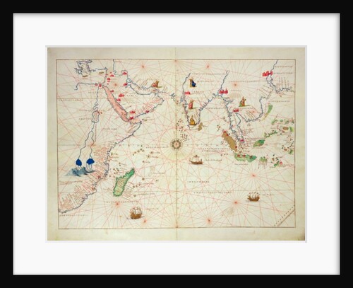 The Indian Ocean, from an Atlas of the World in 33 Maps, Venice, 1st September 1553 by Battista Agnese