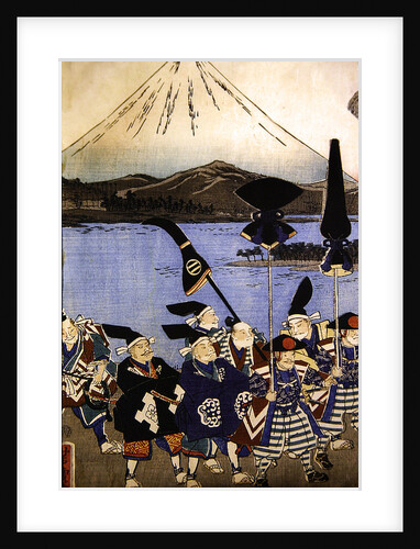 The Daimyo's entourage before Mount Fuji, 1858 by Utagawa Yoshitora