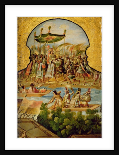 The royal procession of Montezuma en route to meet the Spanish by Spanish School