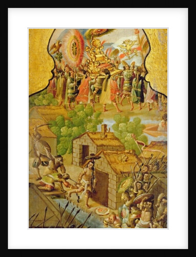 Capture of Montezuma and clashes with the Spanish on the streets of Tenochtitlan by Spanish School