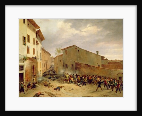 The Battle of 31st March 1849 in the Via delle Consolazioni in Brescia by Faustino Joli