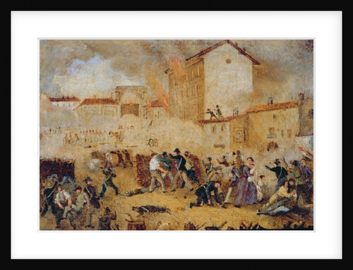 Fighting at Porta Tosa during the Five Days of Milan by Italian School