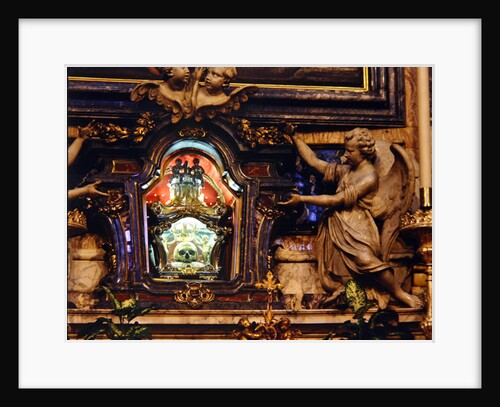 Relic of the skull of St. Aloysius Gonzaga situated in the high altar by School Italian