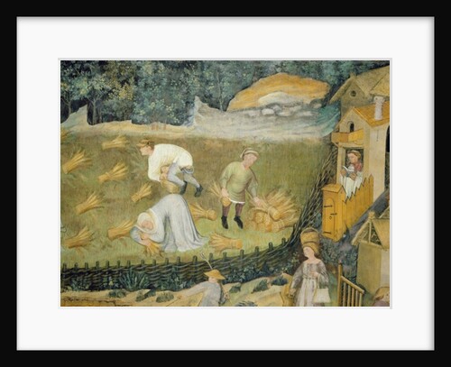 Harvesting sheaves of grain by Italian School