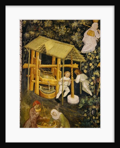 Crushing grapes. The wine press by Italian School