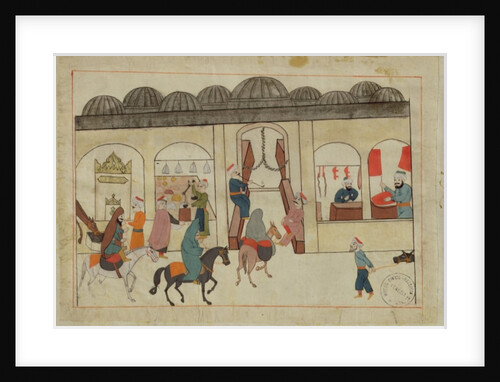 Ms. cicogna 1971, miniature from the 'Memorie Turchesche' depicting the covered market in Istanbul by Venetian School