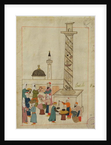 Ms. cicogna 1971, miniature from the 'Memorie Turchesche' depicting an open-air market in a piazza in Constantinople by Venetian School