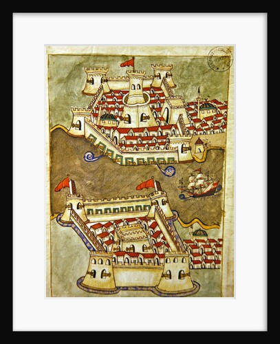 Miniature from the 'Memorie Turchesche' depicting fortresses on the Bosphorus by Venetian School