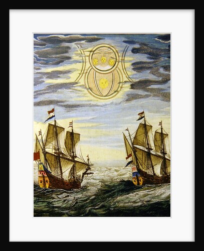 The sun and the stars guiding the sailors on their way by Joan Blaeu