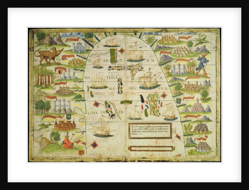 Map of the China sea, from a facsimile of the 'Miller Atlas' by Pedro and Jorge Reinel, and Lopo Homem, made in 1519 by Anonymous
