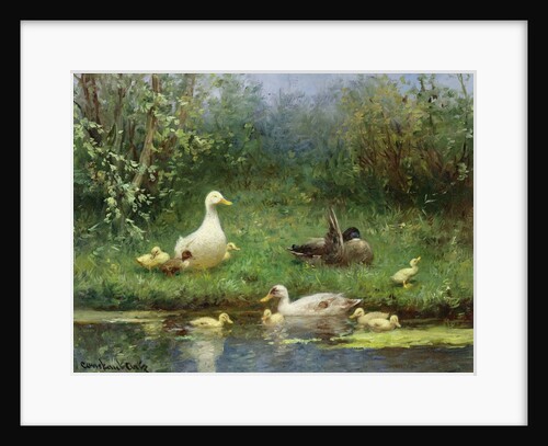 Ducks on a riverbank by David Adolph Constant Artz