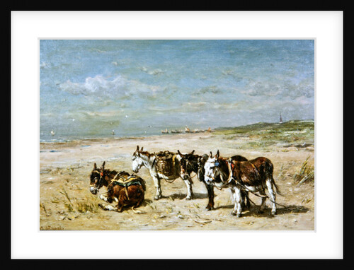 Donkeys on the Beach by Johannes Hubertus Leonardus de Haas