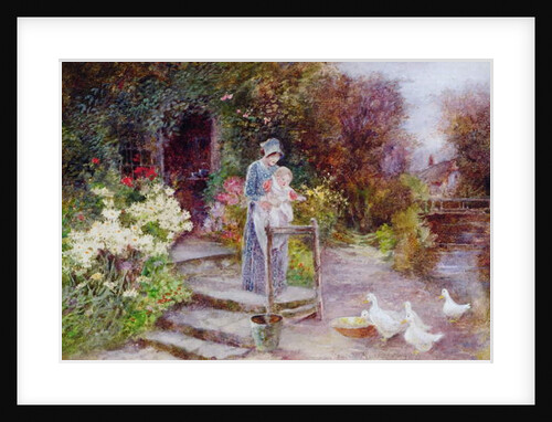 Woman and Child in a Cottage Garden by Florence Agnes Mackay