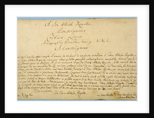 Handwritten dedication of 'Brandenburger Concertos' to Christian Ludwig, Margrave of Brandenburg 24 March 1721 by Johann Sebastian Bach