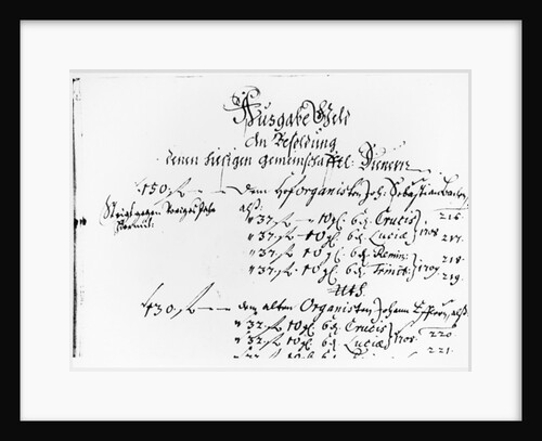 Excerpt from J.S. Bach's salary payment for 1708-09 by German School